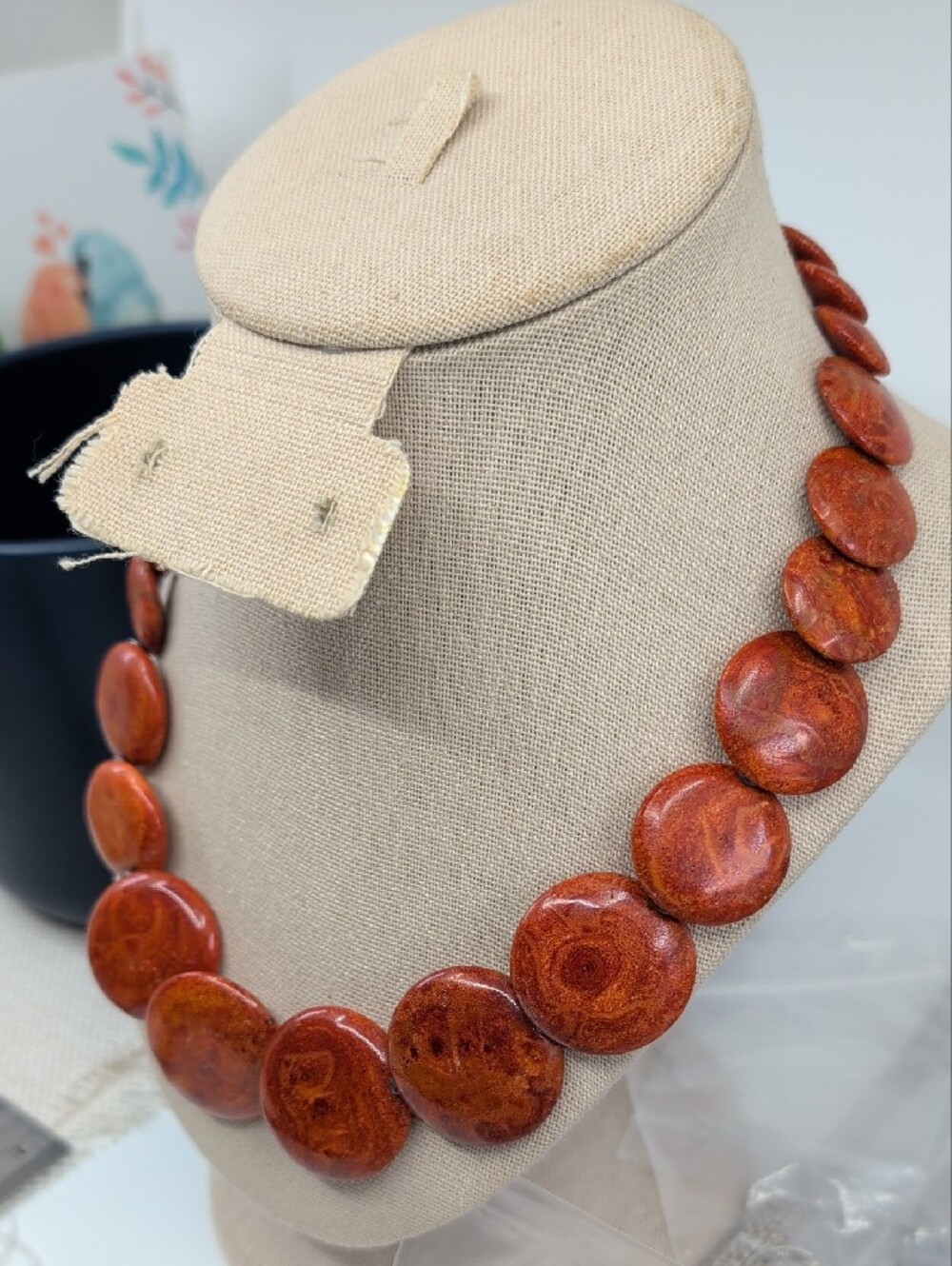 Vintage Sponge Coral 925 Sterling Silver Graduated Disc Adjustable Necklace - Picture 4 of 16